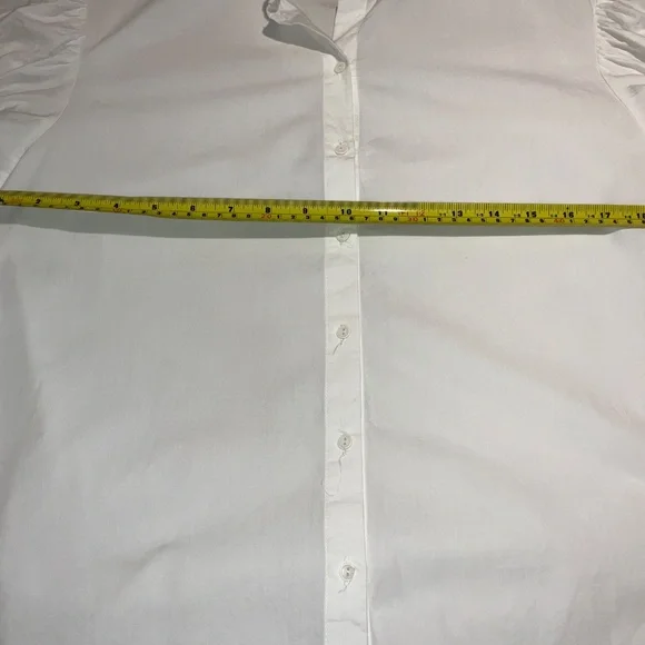 H&M White 100% Cotton 3/4 Puffy Sleeve Blouse Top Button Down Size 8 - Picture 4 of 9
